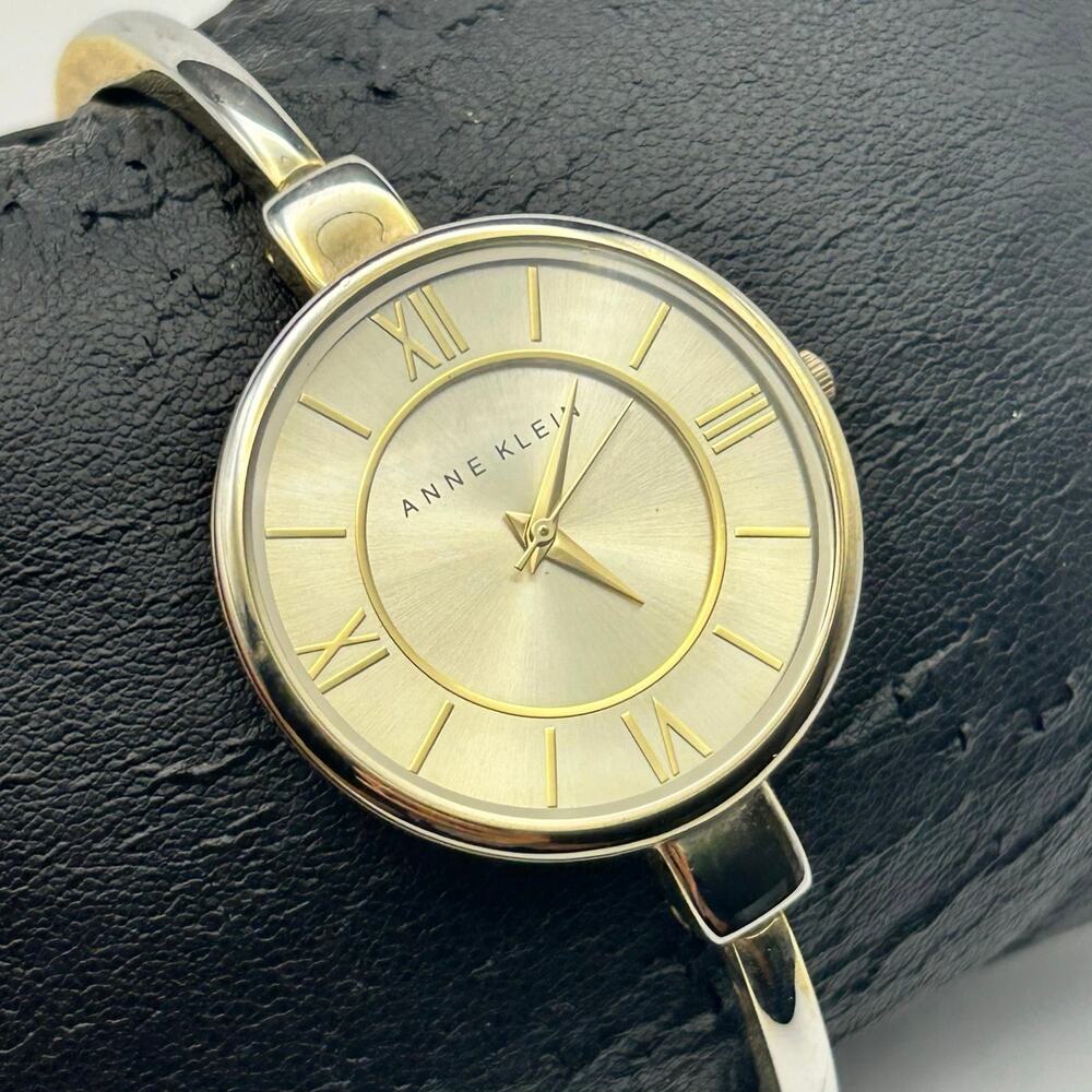 Anne Klein Gold Tone Stainless Steel Women Minimalist Watch Working New Battery